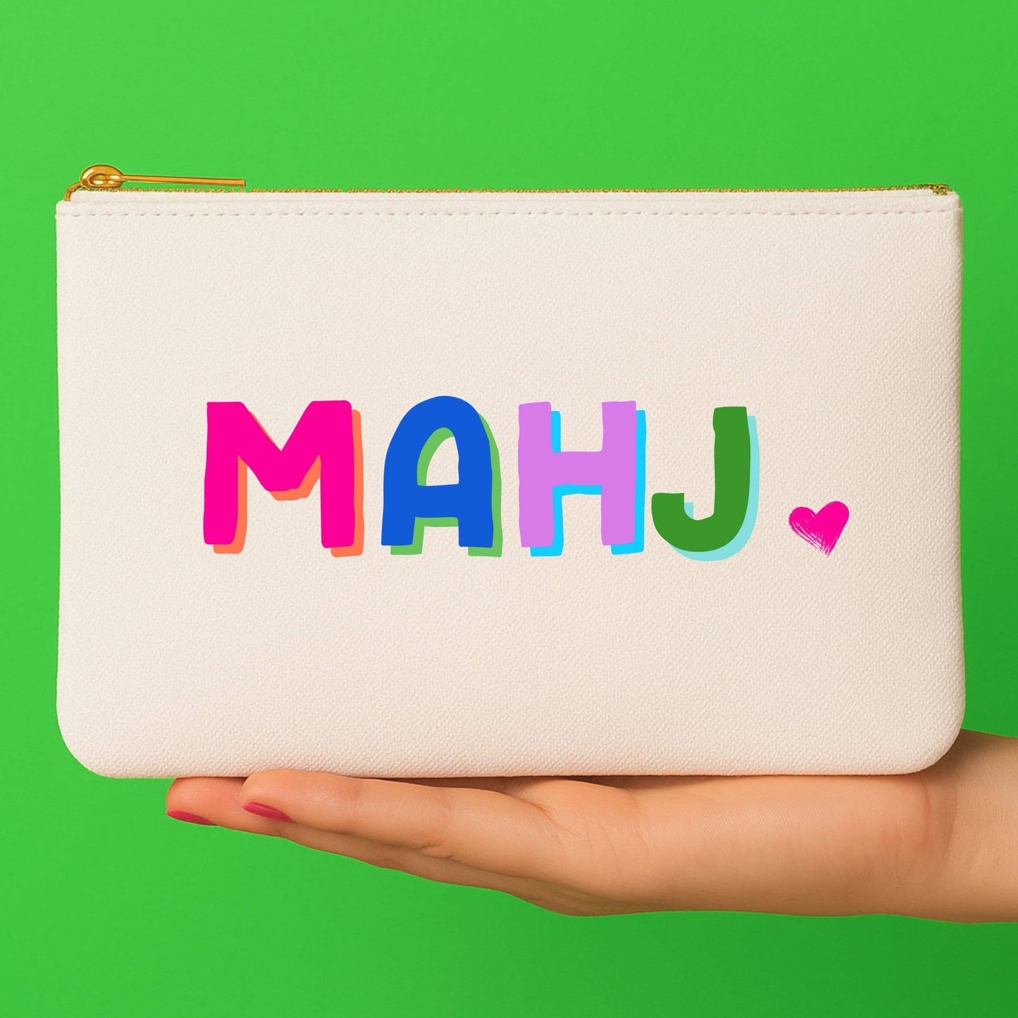Mahjong Canvas Bag with Tile Zipper