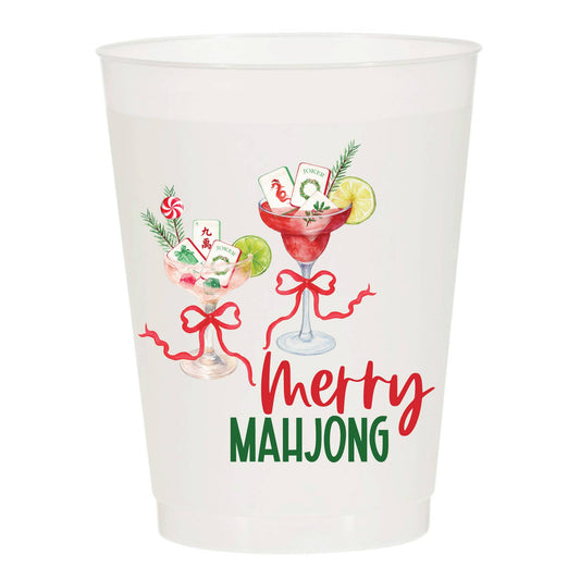 Merry Mahjong Cocktails Frosted Cups - Christmas